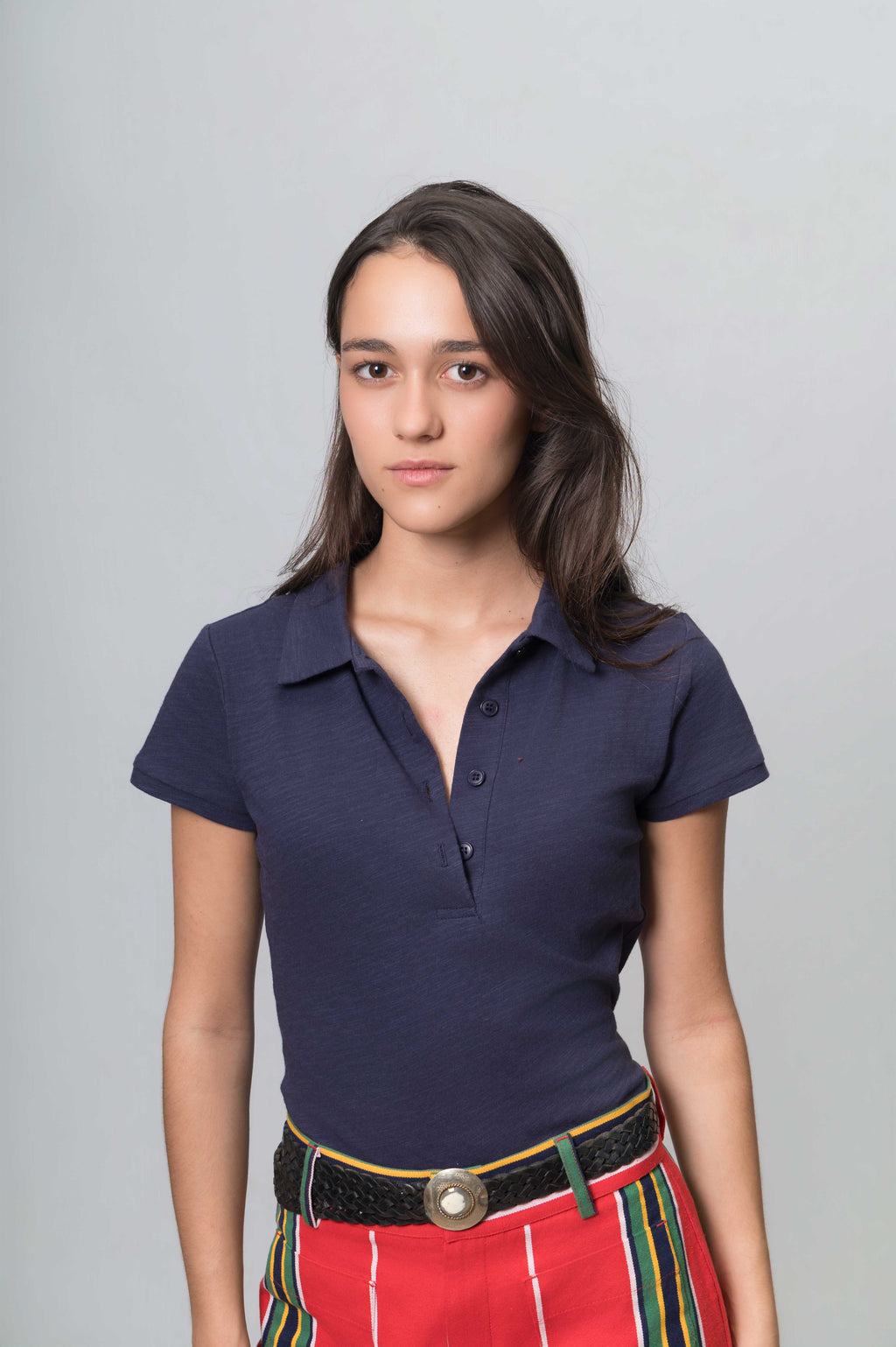 Polo de Algodón Manga Corta Azul Petróleo