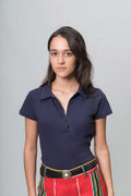 Polo de Algodón Manga Corta Azul Petróleo