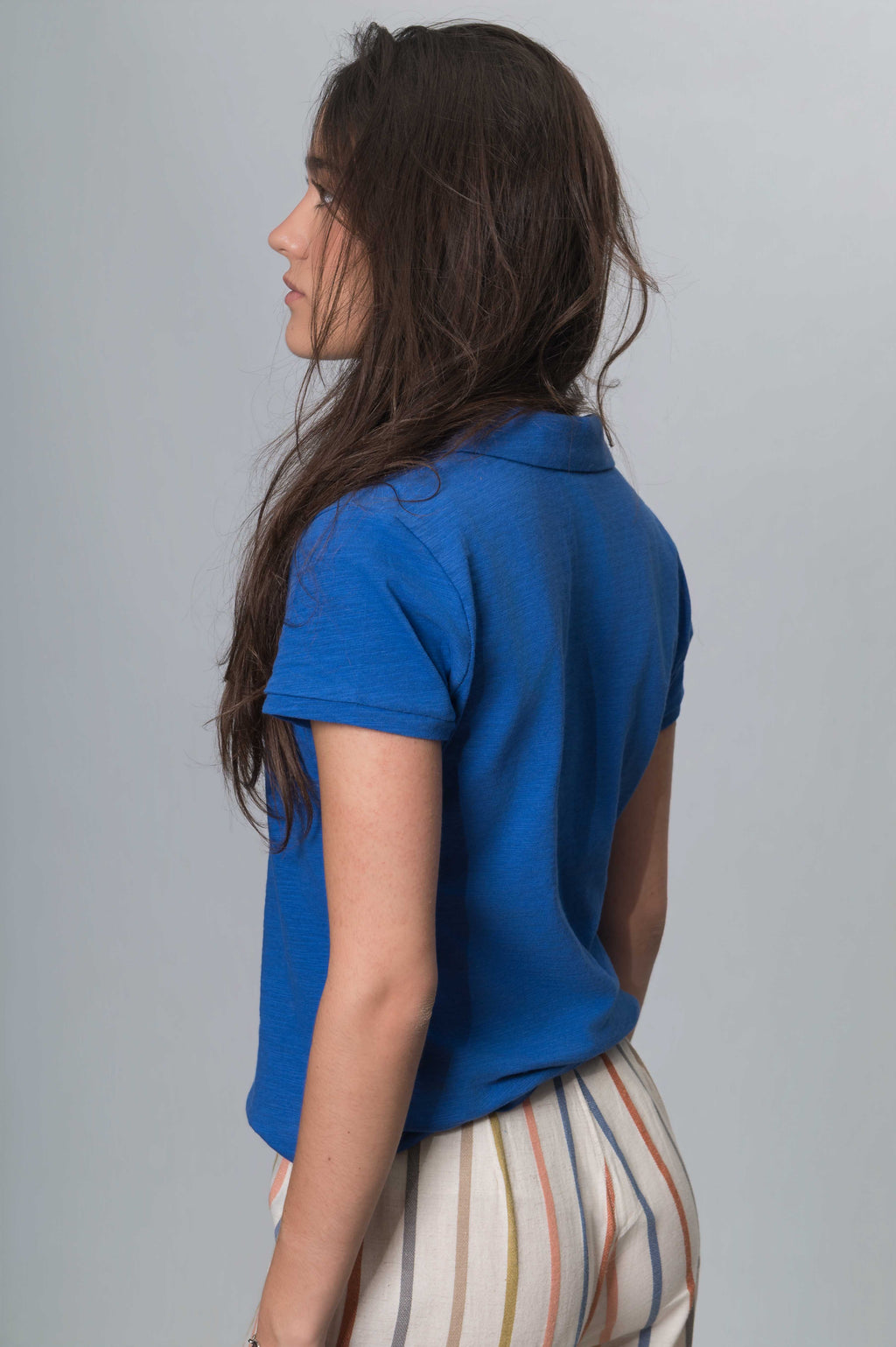 Polo de Algodón Manga Corta Azul