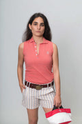 Short Birdie a Rayas Tostado, Blanco y Gris