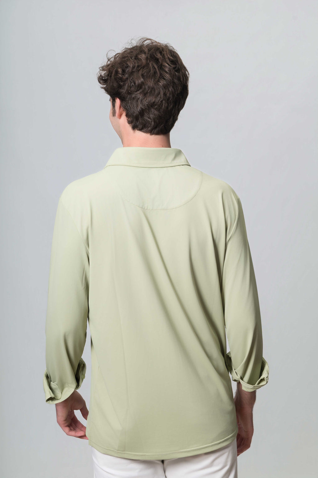 Polo Técnico de Piqué de Manga Larga Verde Menta