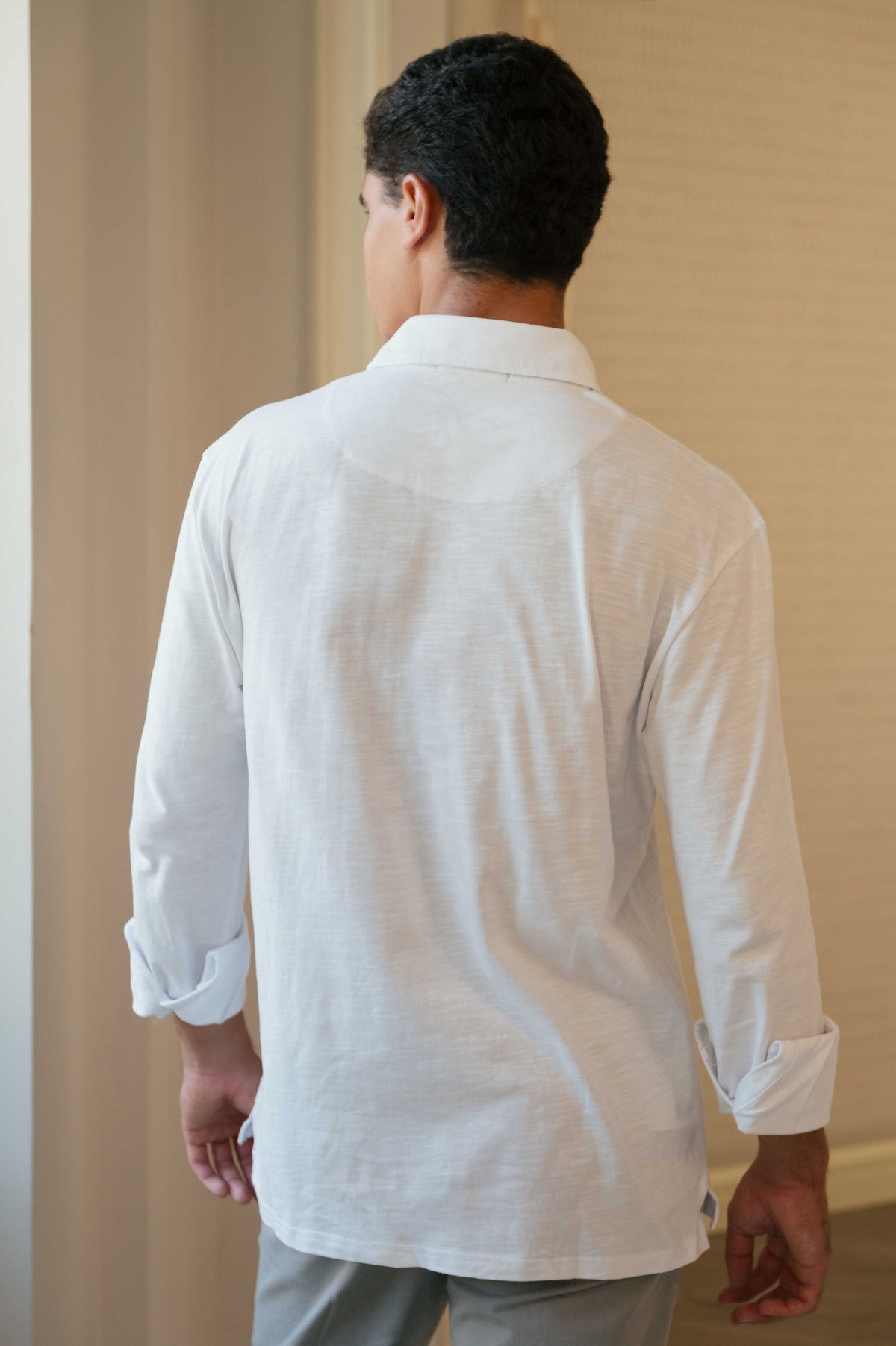 Polo de Algodón Manga Larga Blanco Platos Rotos