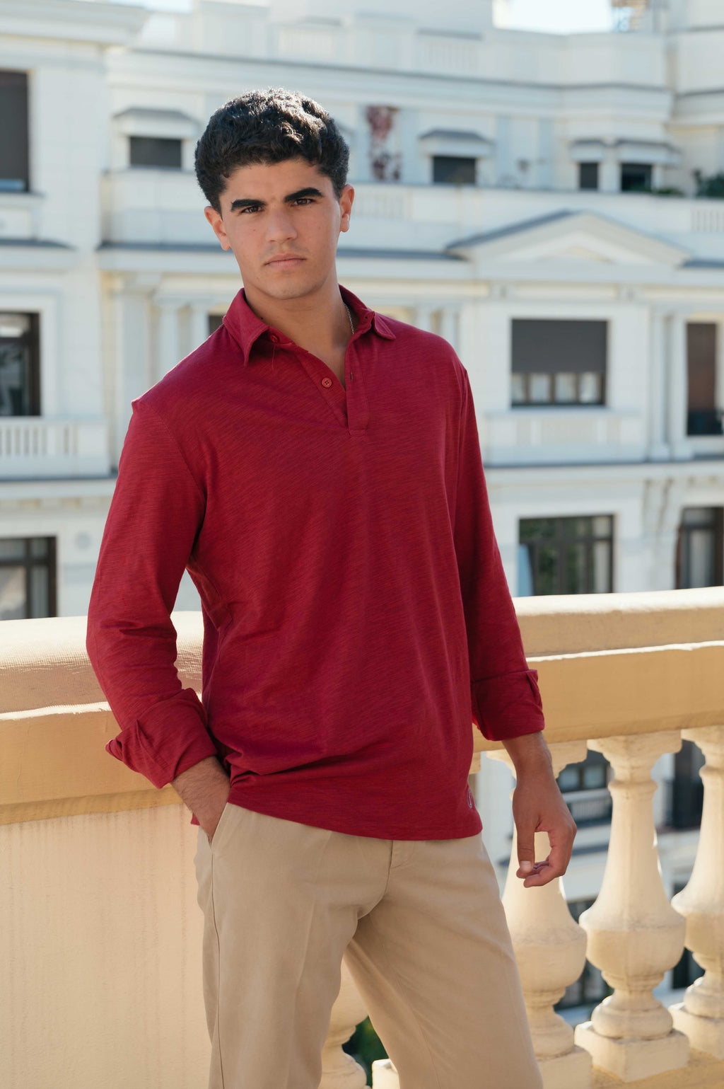 Polo de Algodón Manga Larga Granada