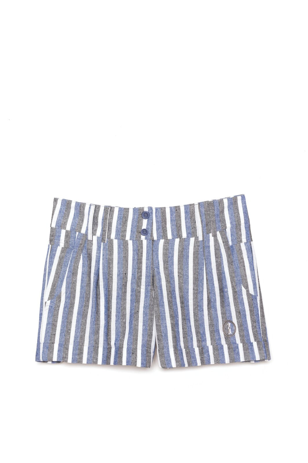 Short Birdie a Rayas Azul, Blanco y Gris