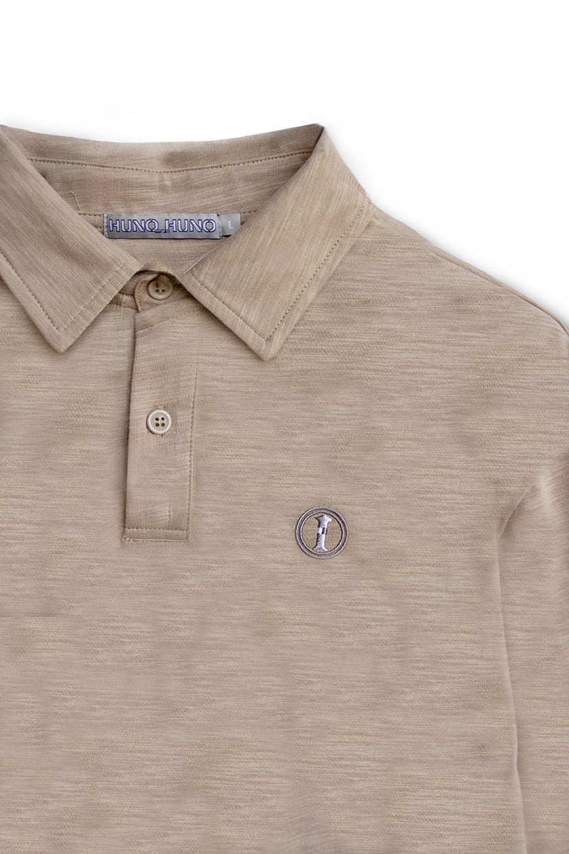 Polo de Algodón Manga Larga Arena Tostada