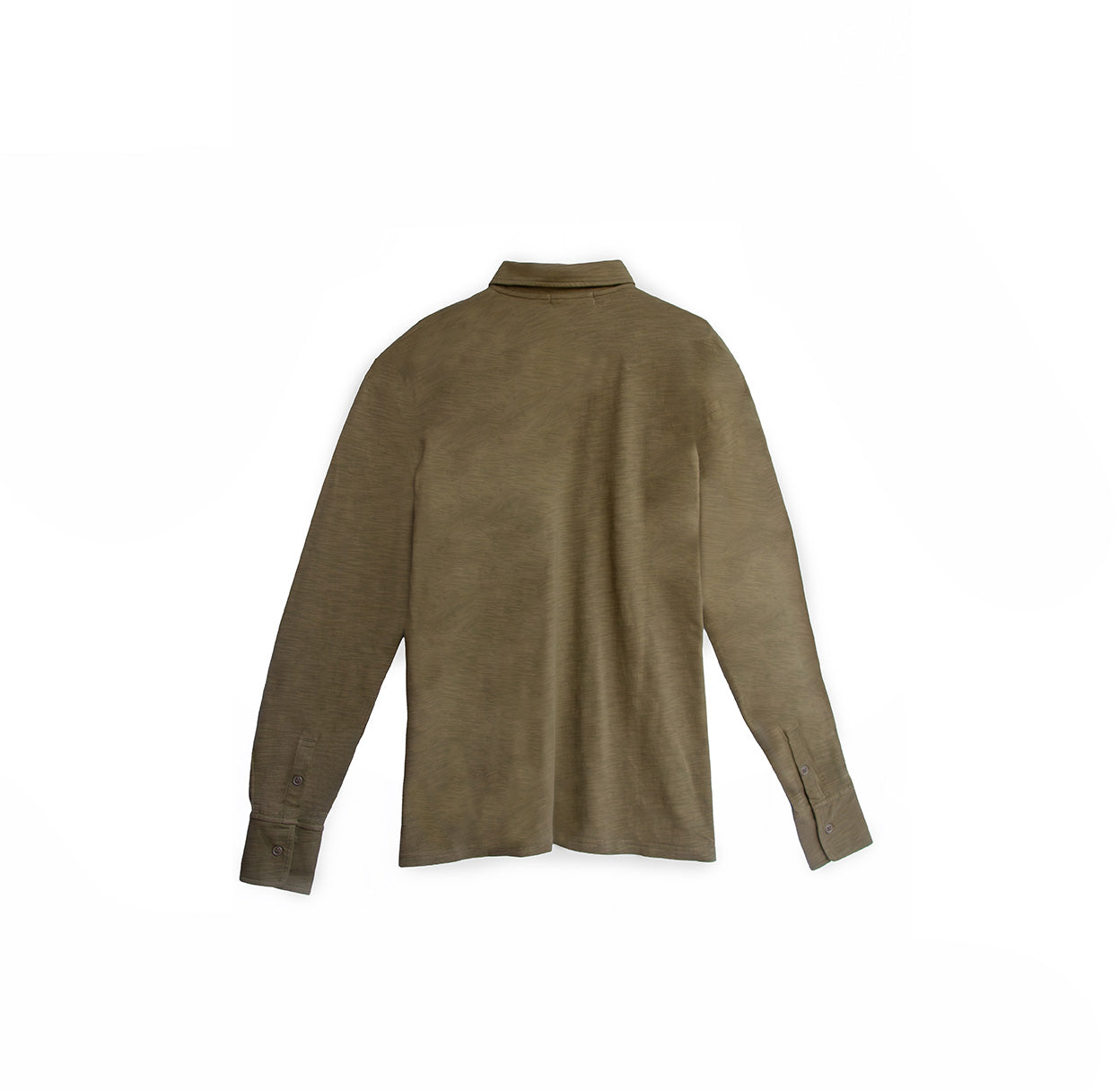 Polo de Algodón de Manga Larga Verde Oliva