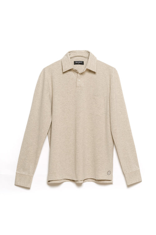 Polo de Algodón de Manga Larga Arena