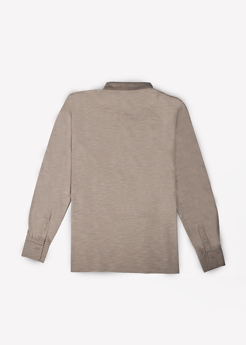 Polo de Algodón Manga Larga Arena Tostada