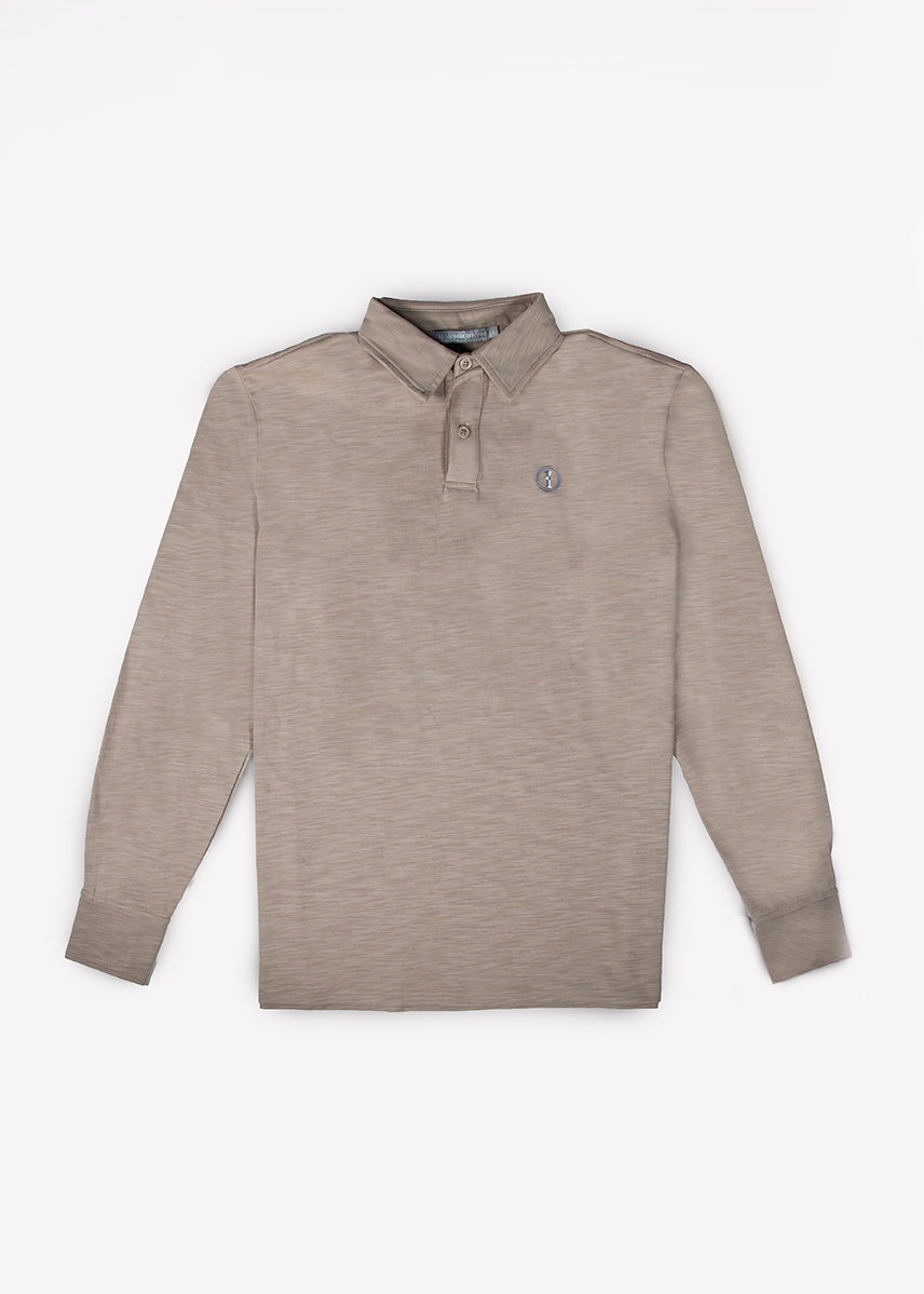 Polo de Algodón Manga Larga Arena Tostada