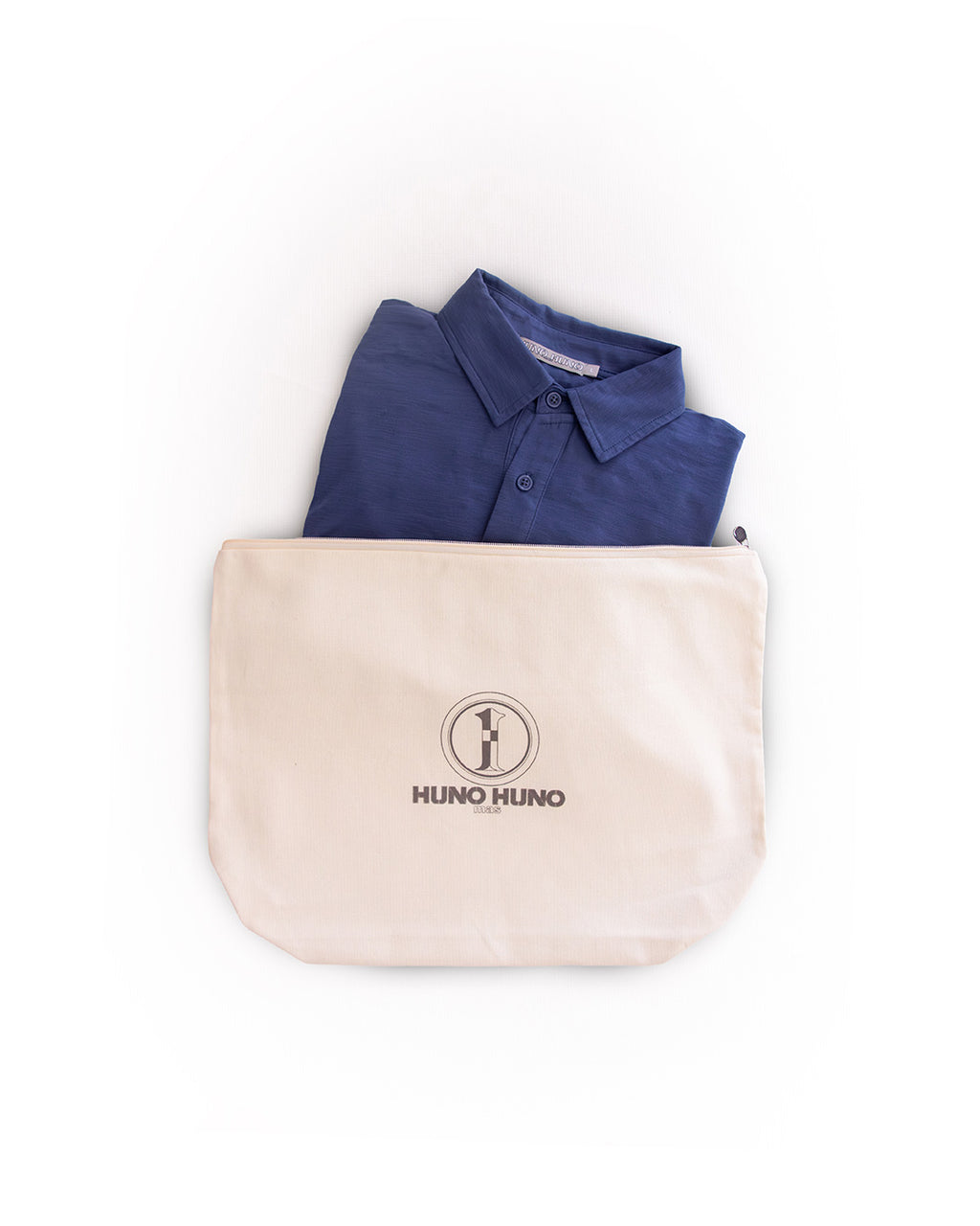 Polo de Algodón de Manga Larga Azul Envejecido