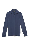Polo de Algodón de Manga Larga Azul Océano