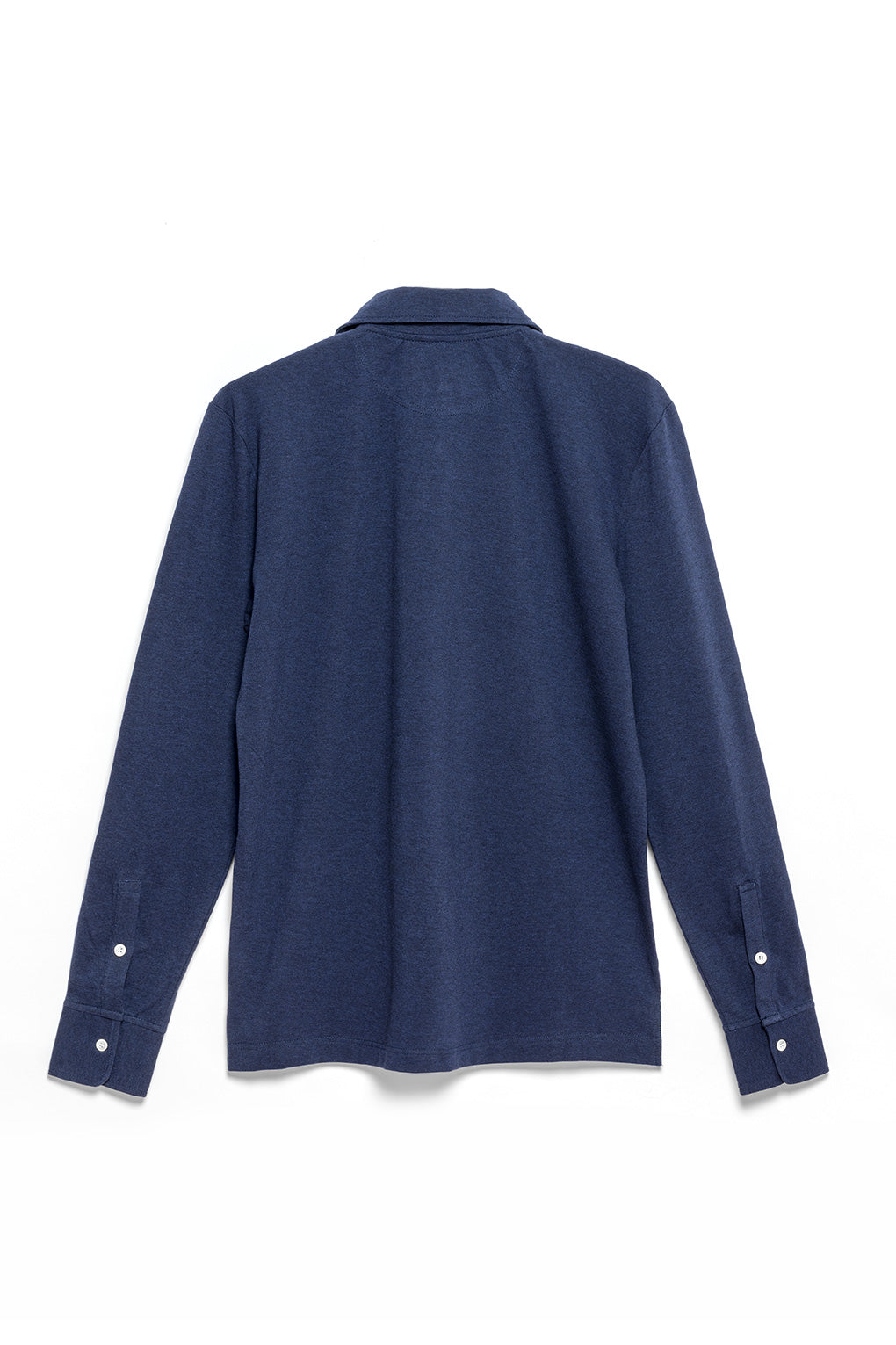 Polo de Algodón de Manga Larga Azul Océano