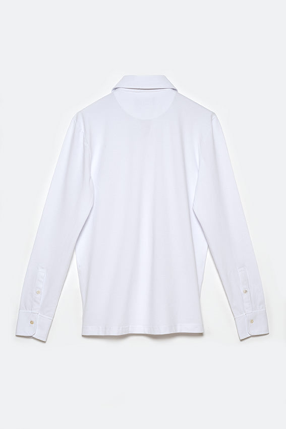 Polo de Algodón de Manga Larga Blanco Nieve