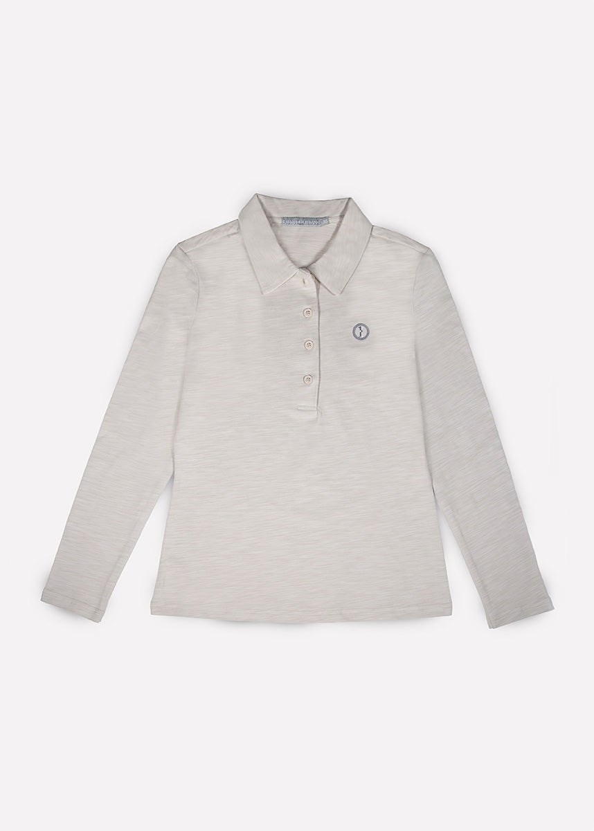 Polo de Algodón Manga Larga Arena