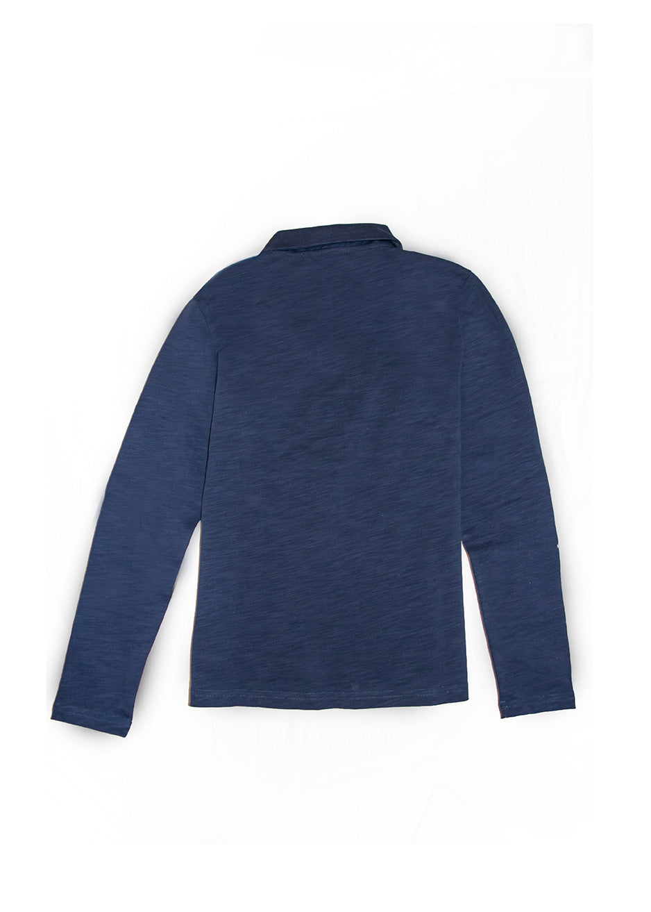 Polo de Algodón Manga Larga Azul Noche