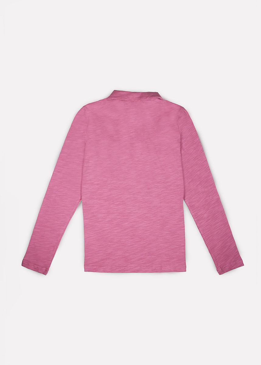 Polo de Algodón Manga Larga Rosa Envejecido