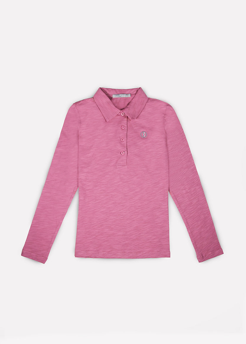 Polo de Algodón Manga Larga Rosa Envejecido