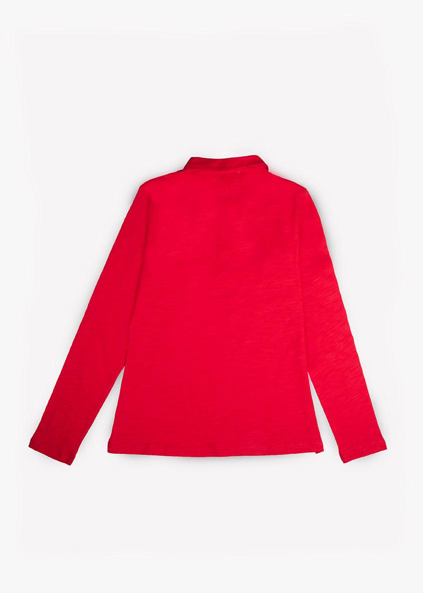 Polo de Algodón Manga Larga Rojo Vivo