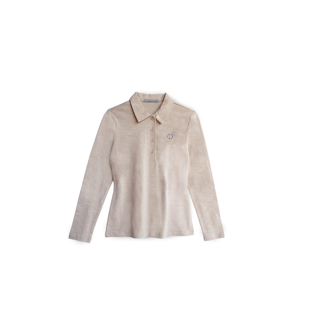Polo de Algodón Manga Larga Arena