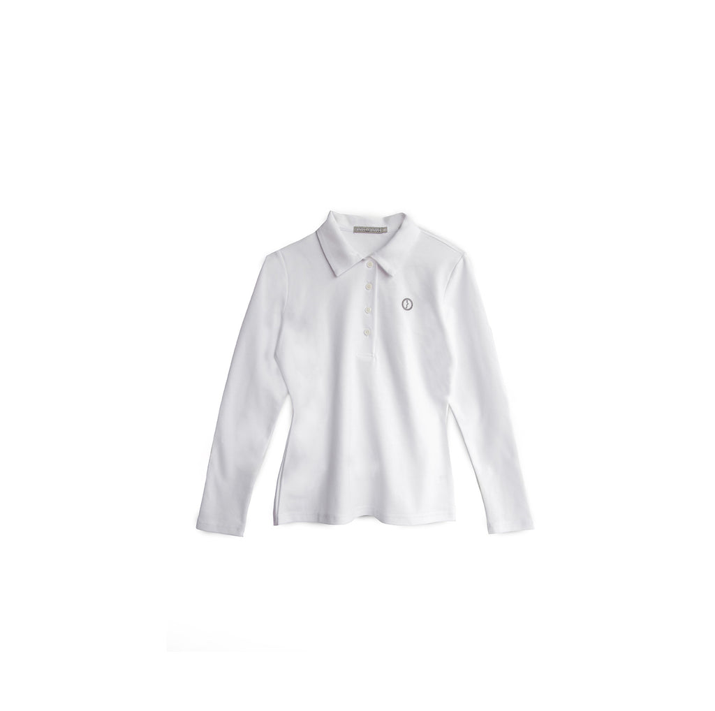 Polo de Algodón Manga Larga Blanco Nieve