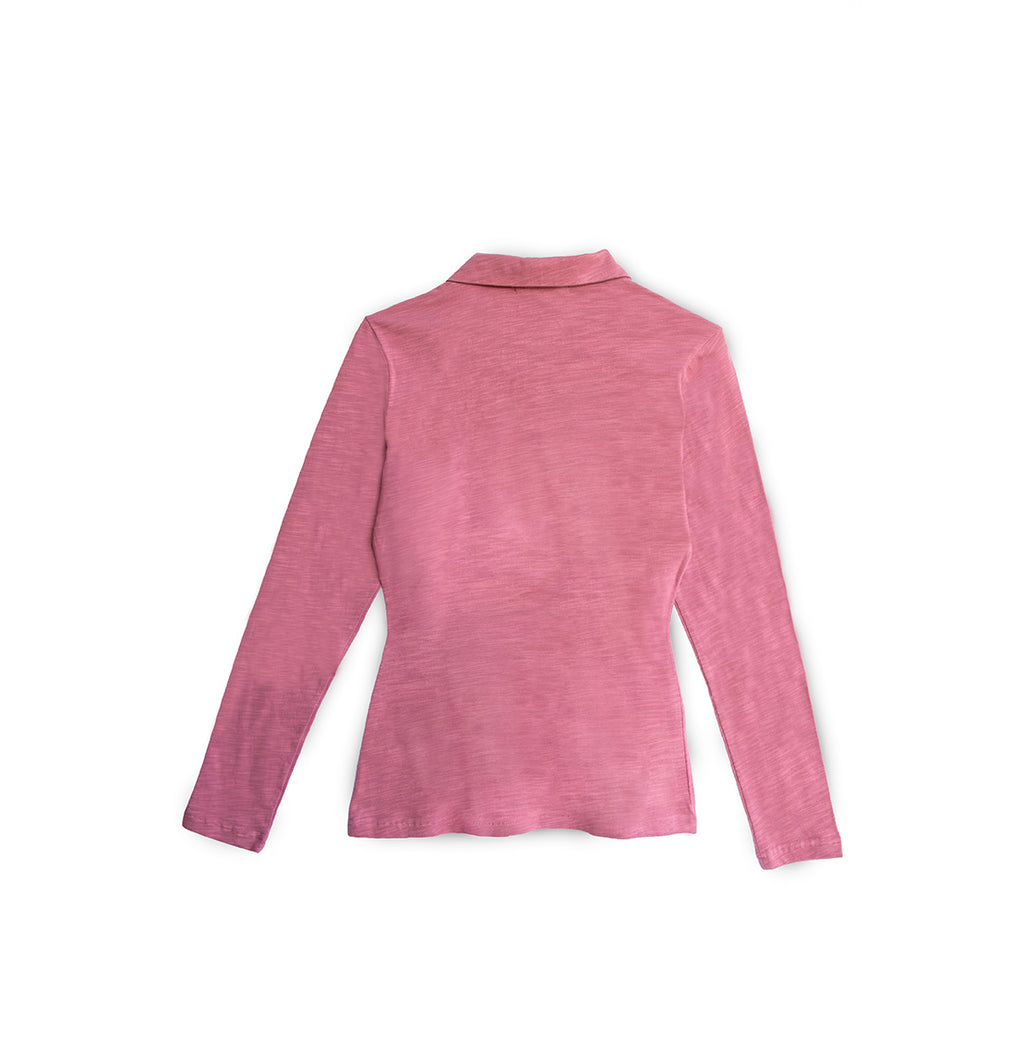 Polo de Algodón Manga Larga Rosa Envejecido