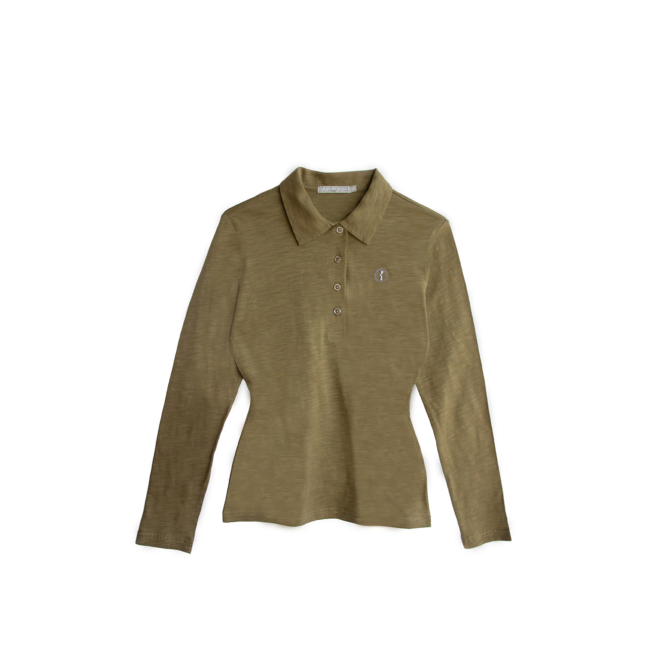 Polo de Algodón Manga Larga Verde Oliva