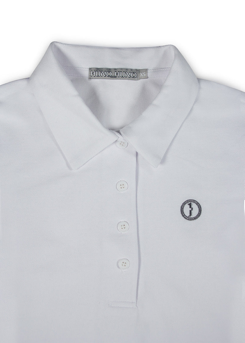 Polo de Algodón Manga Larga Blanco Nieve