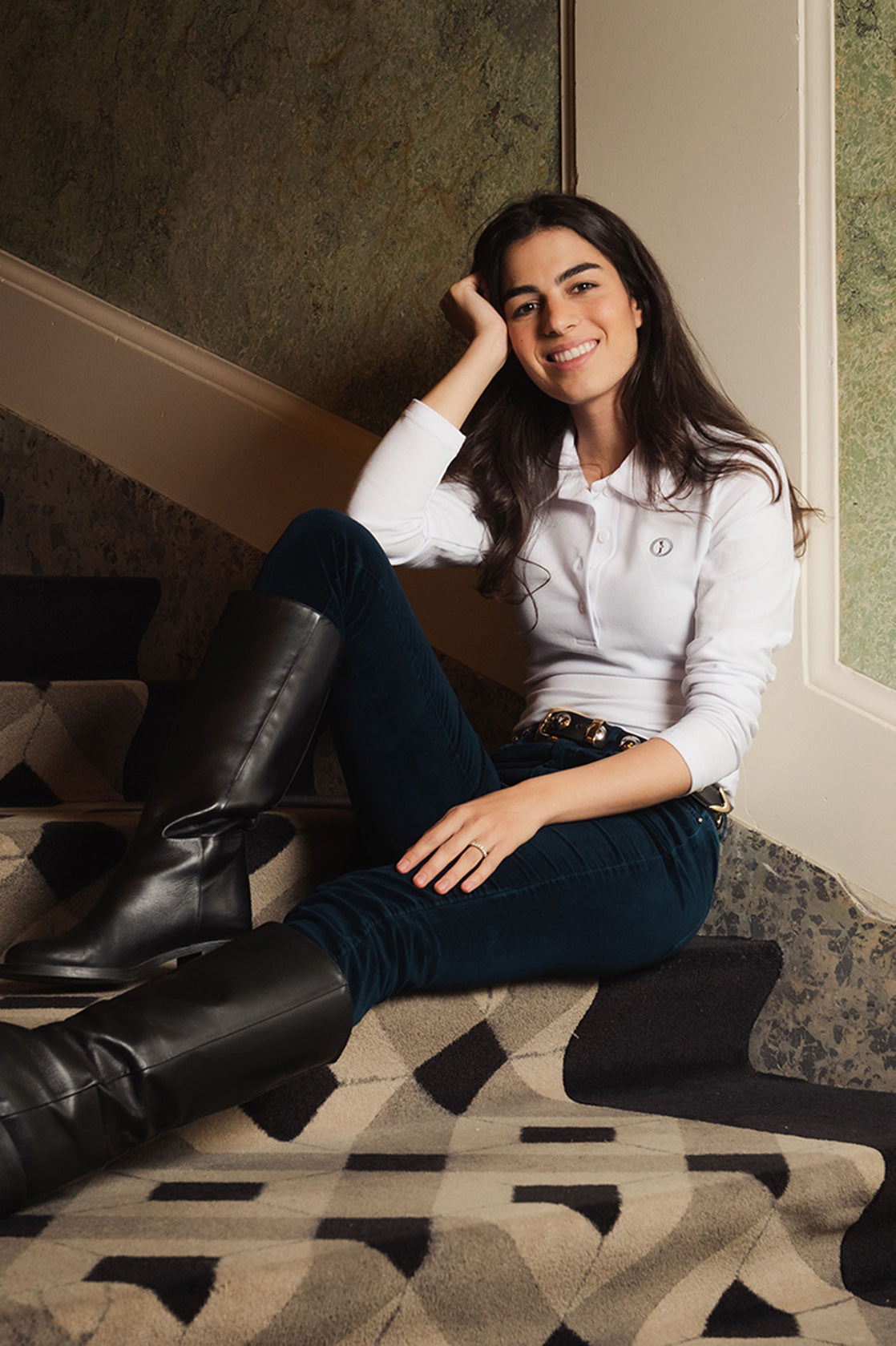 Polo de Algodón Manga Larga Blanco Nieve