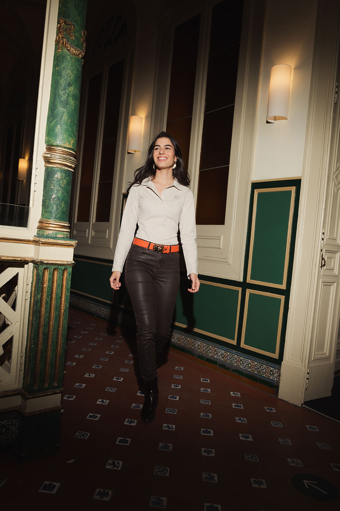 Polo de Algodón Manga Larga Arena