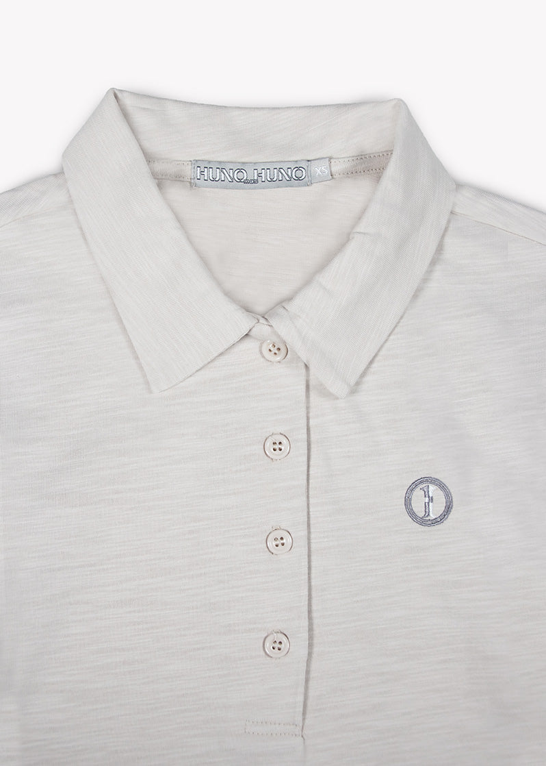 Polo de Algodón Manga Larga Arena