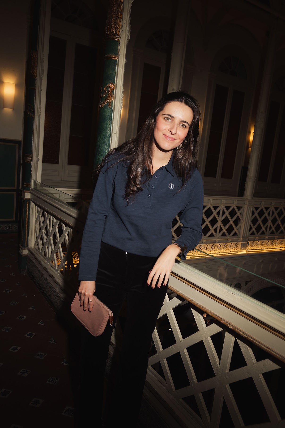 Polo de Algodón Manga Larga Azul Noche