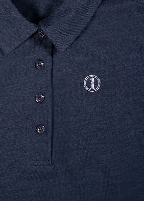 Polo de Algodón Manga Larga Azul Noche