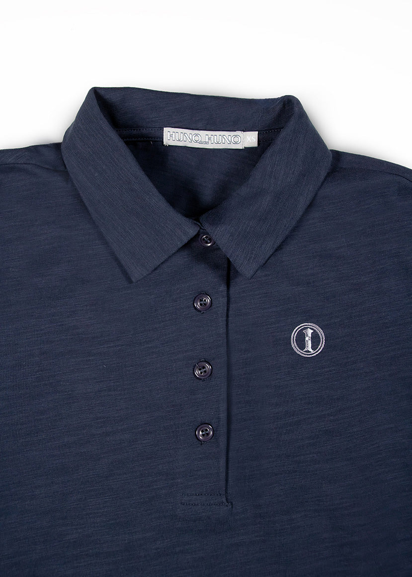 Polo de Algodón Manga Larga Azul Noche