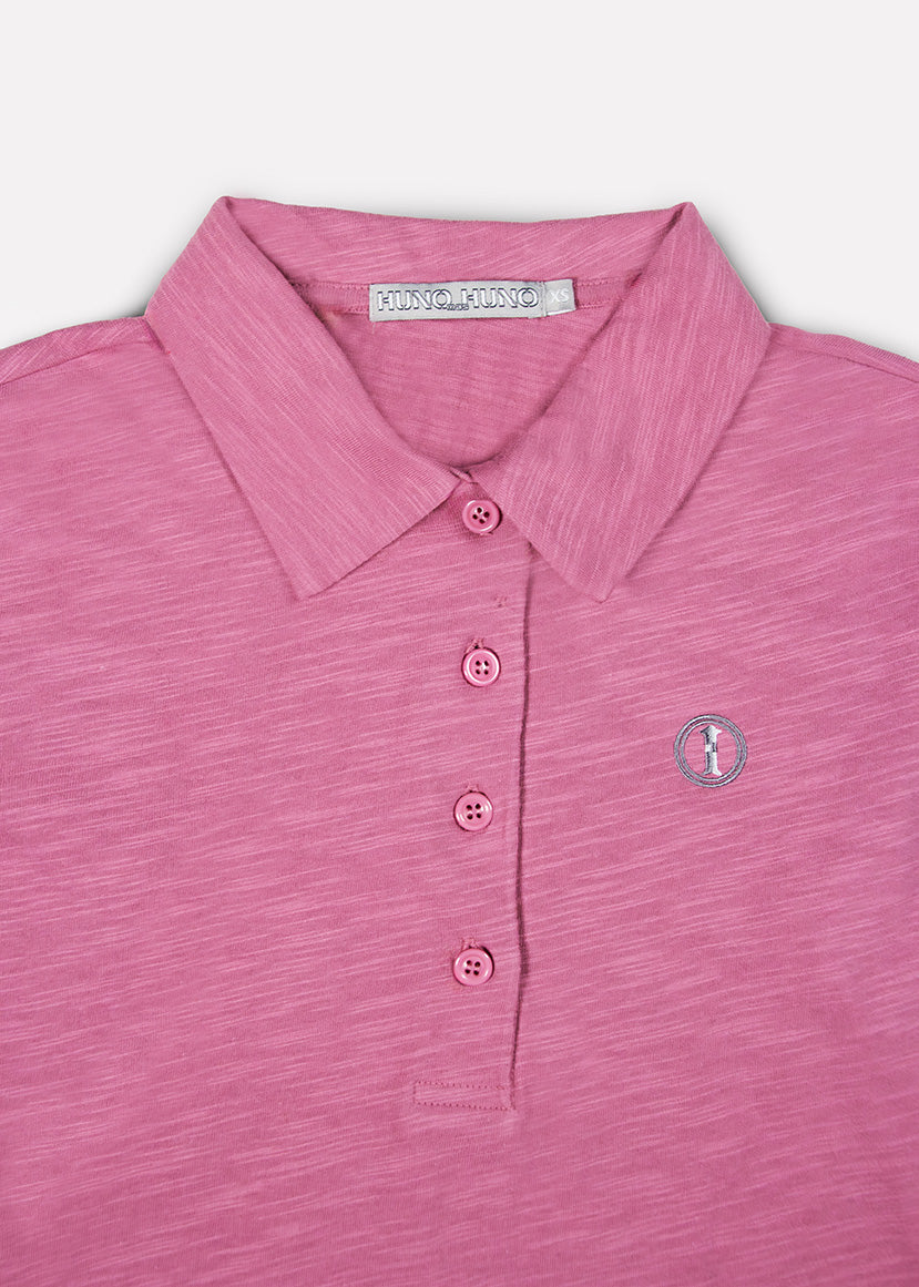 Polo de Algodón Manga Larga Rosa Envejecido