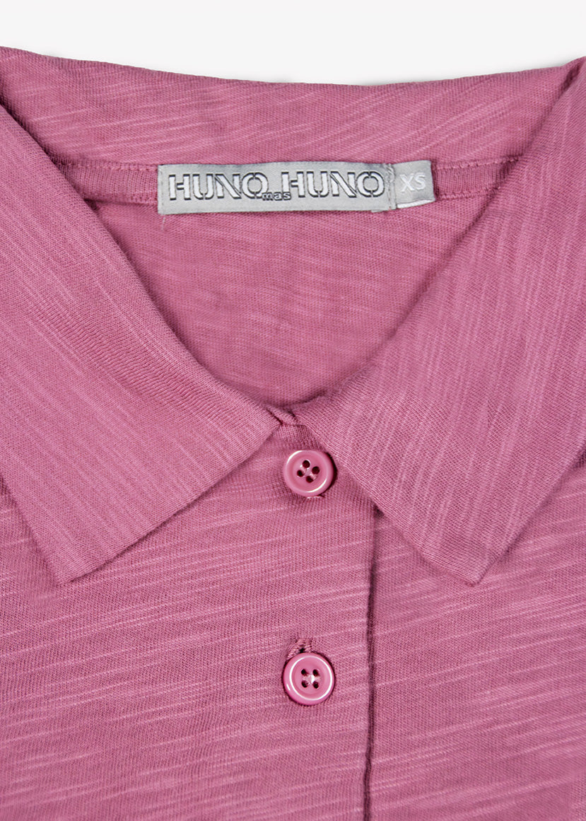 Polo de Algodón Manga Larga Rosa Envejecido