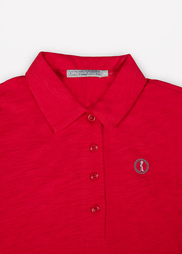 Polo de Algodón Manga Larga Rojo Vivo